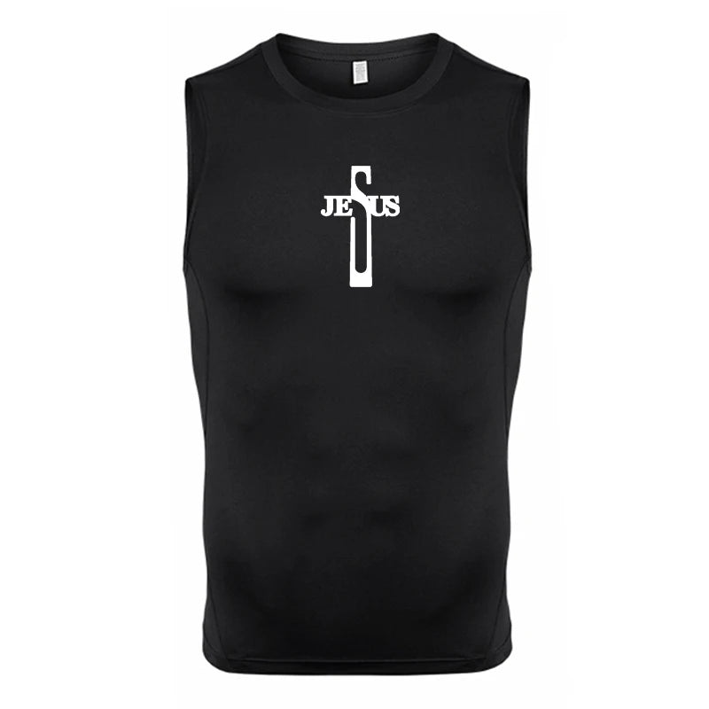 PWRD™ Crossed Jesus Top Black