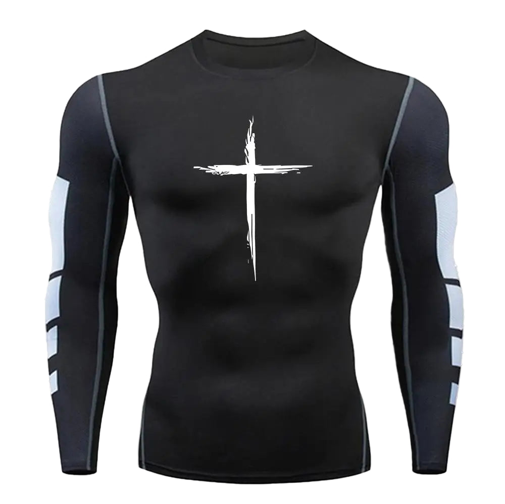 PWRD™ Crossed Sleeved & Patched Compression Shirt
