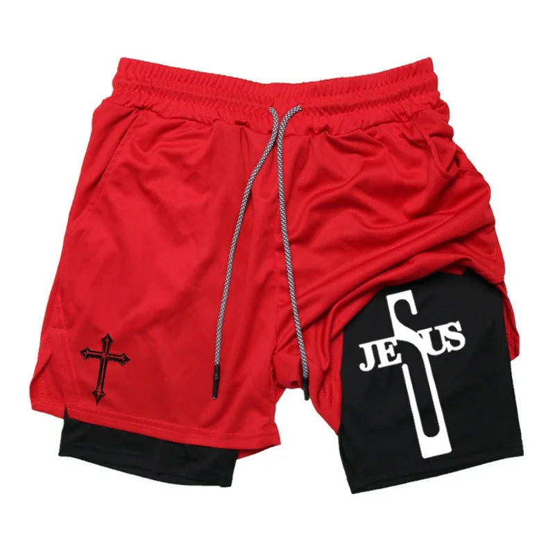 PWRD™ Crossed Jesus Shorts Red