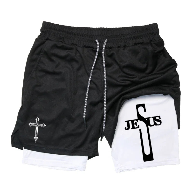 PWRD™ Crossed Jesus Shorts Black
