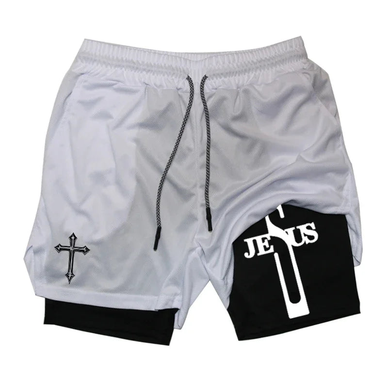 PWRD™ Crossed Jesus Shorts White