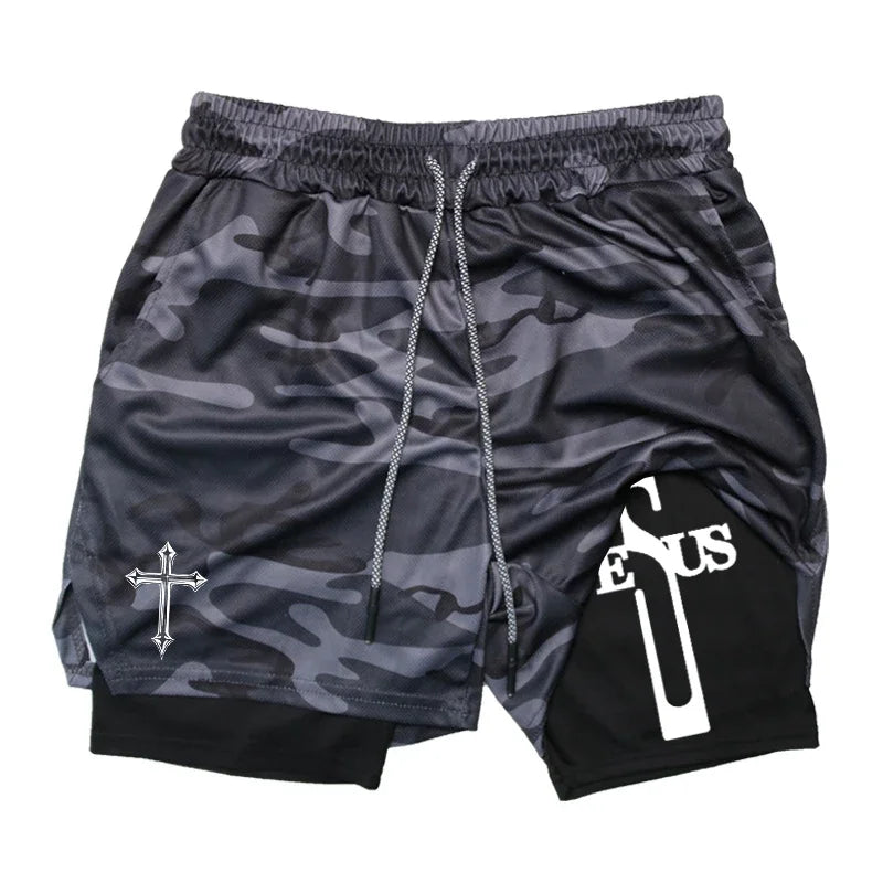 PWRD™ Crossed Jesus Shorts Military Gray